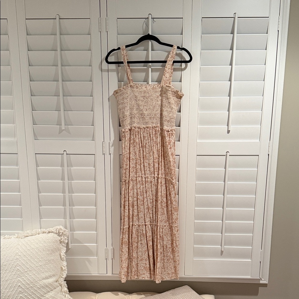Blu Pepper Floral Maxi Dress - Cream and Pink